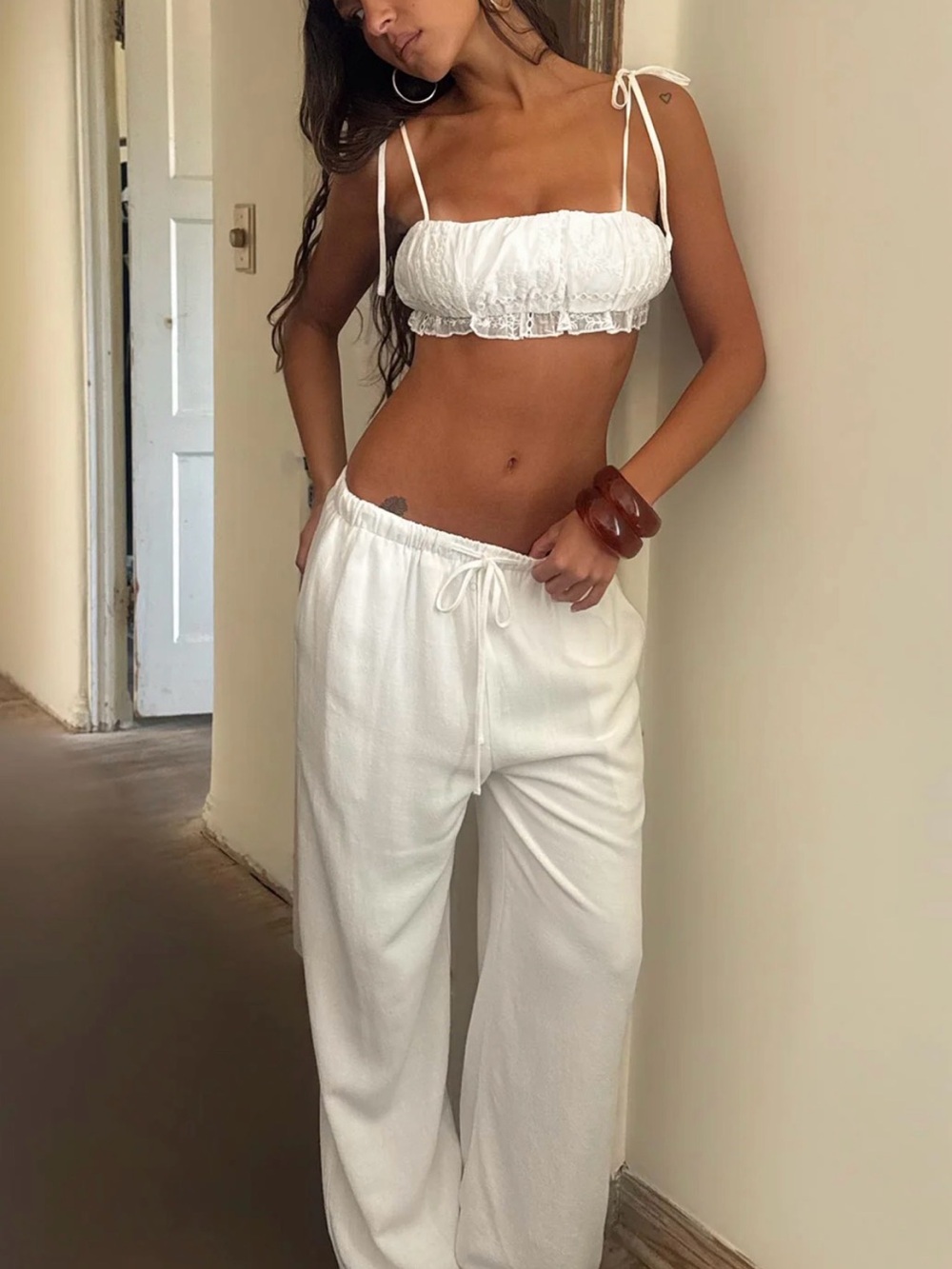 New Princess Polly white linen tie pants